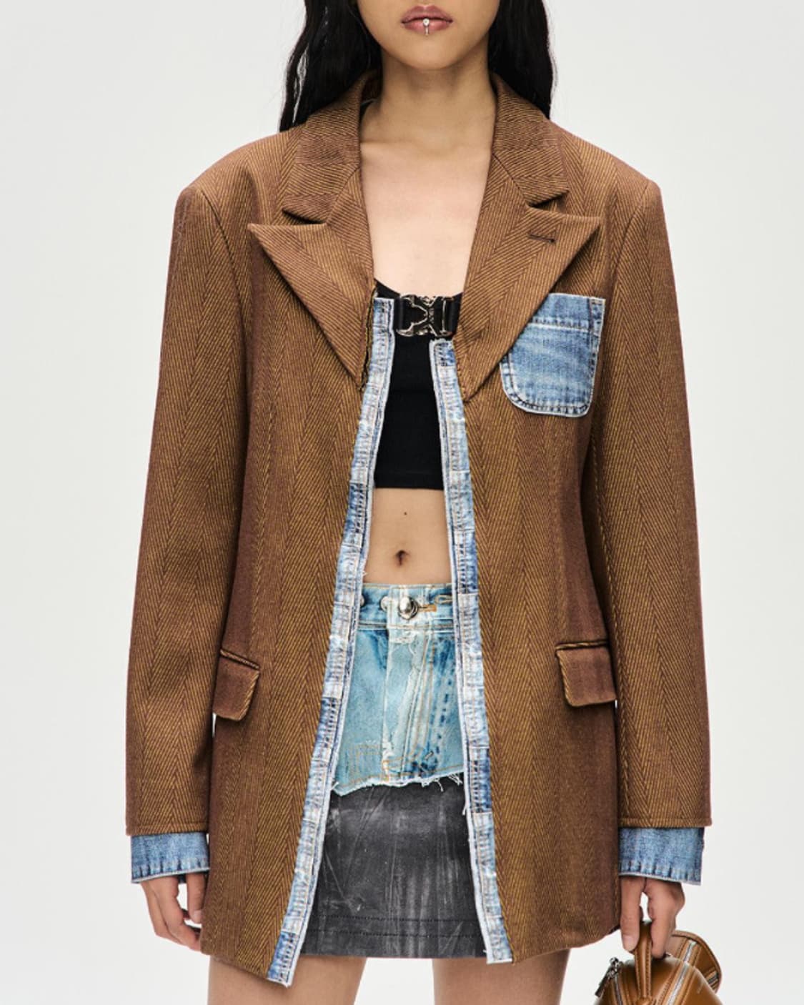 앤더슨벨 - 매기 로우컷 헤링본 자켓 상품이미지1