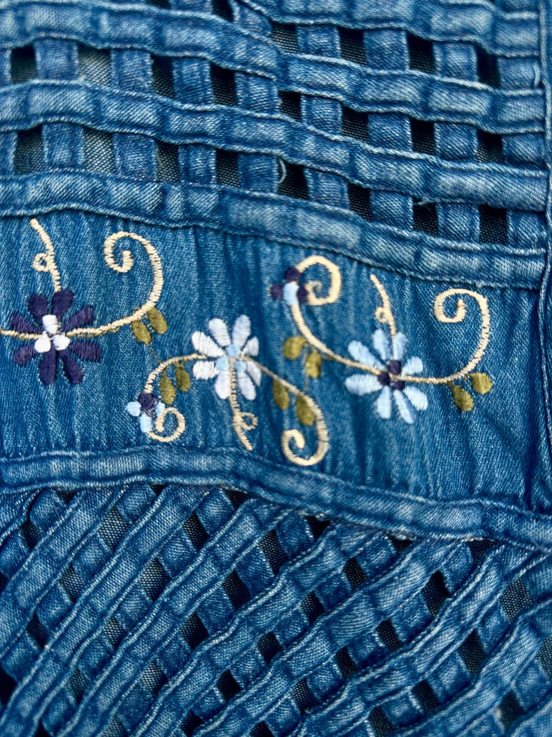 핸드메이드 우븐 데님 자수 베스트 상품이미지5