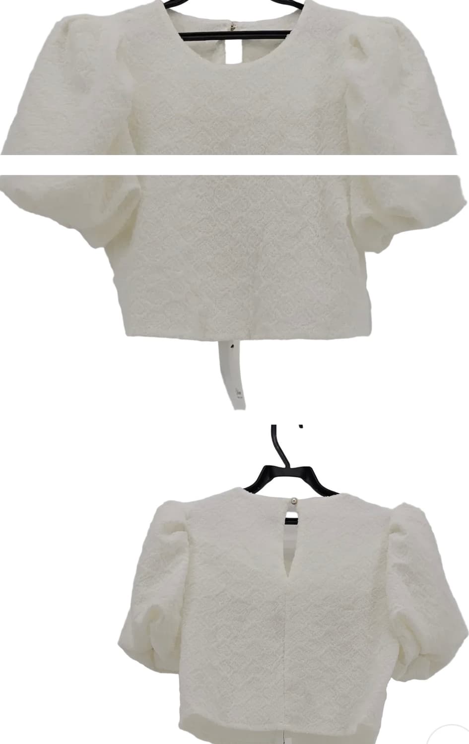 볼륨 퍼프소매 크롭 레이스 블라우스 상품이미지2