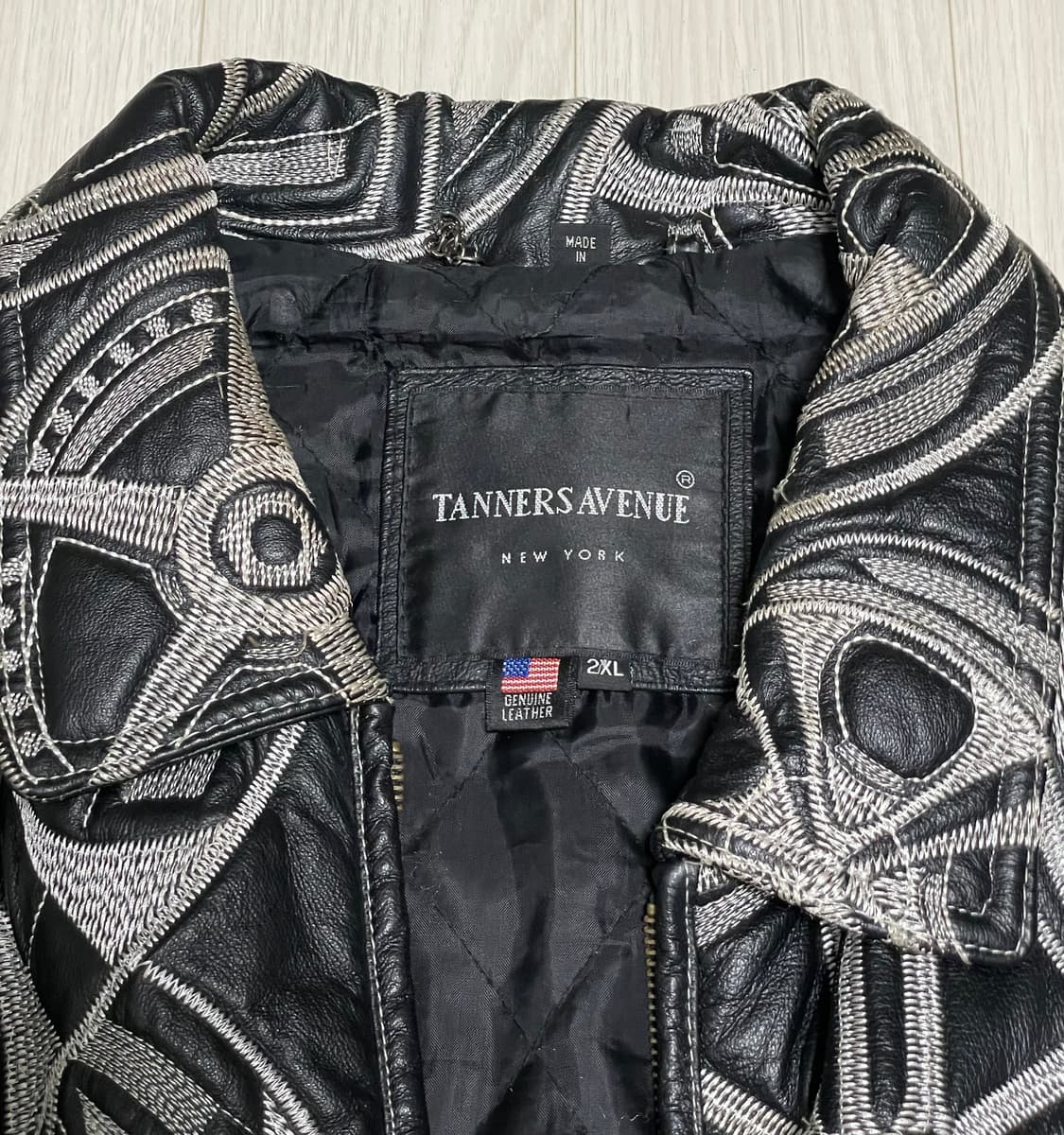 (2XL) 테너스에비뉴 휠 자수 레더 자켓 상품이미지4