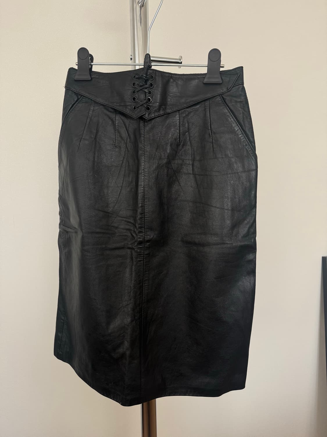 리얼레더 블랙 가죽 스커트 상품이미지1