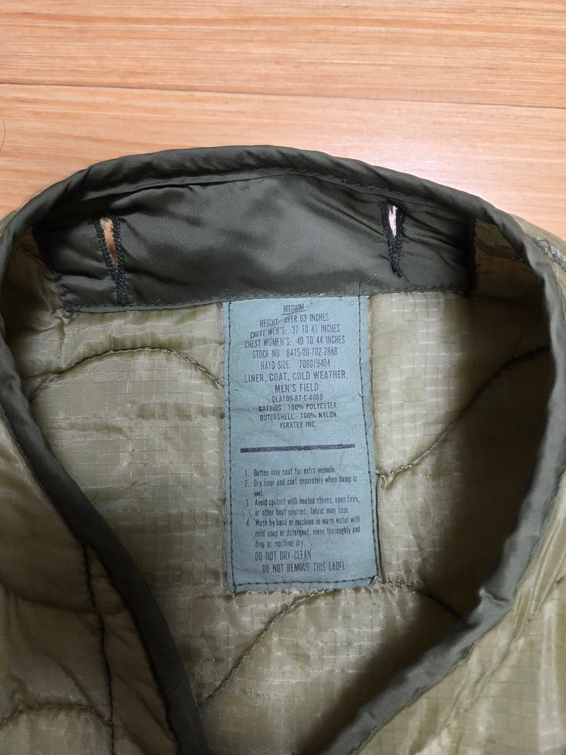 M65 필드자켓 라이너(내피) OG Medium 상품이미지2