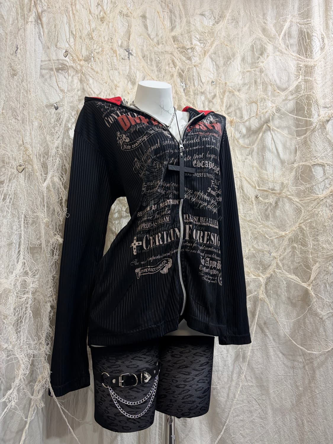 PUNK Glitter Stripe Hoodie Zip up 상품이미지4