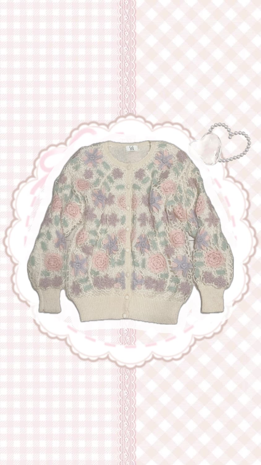 12월25일까지만) 파스텔 플라워 니트 가디건 히메갸루 라떼갸루 빈티지 상품이미지1