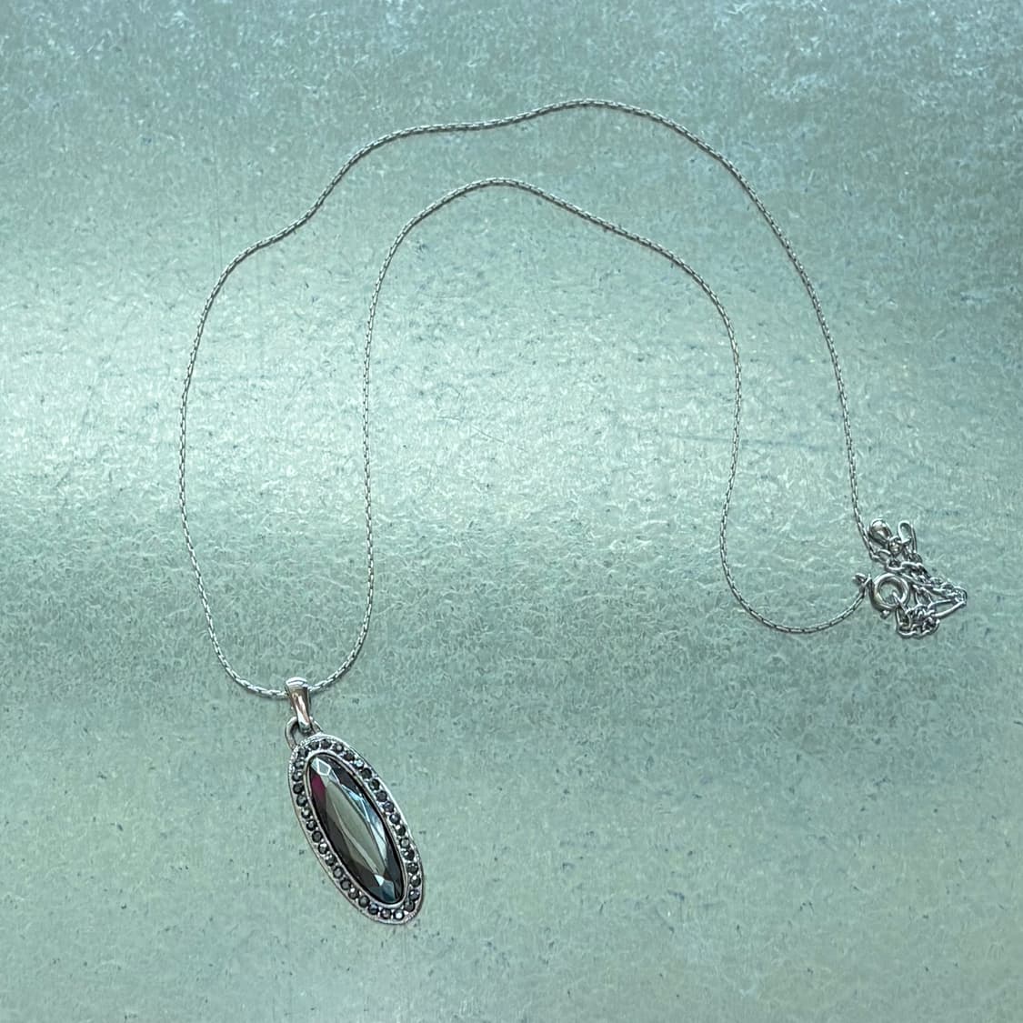 타원 블랙 큐빅 목걸이 상품이미지1