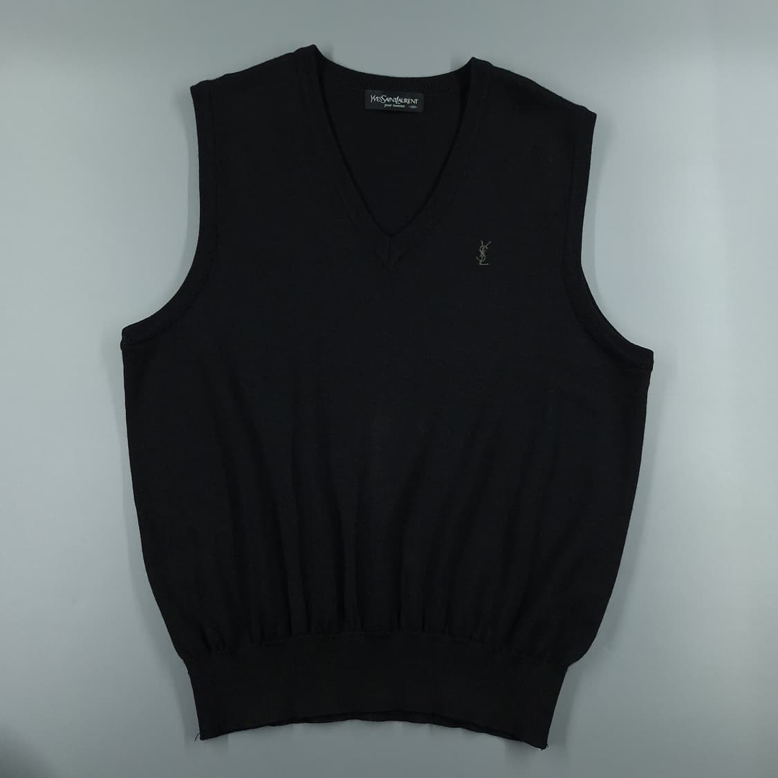 YSL 입생로랑 뿌르옴므 블랙 로고자수 캐주얼 브이넥 니트조끼 니트베스트 상품이미지4