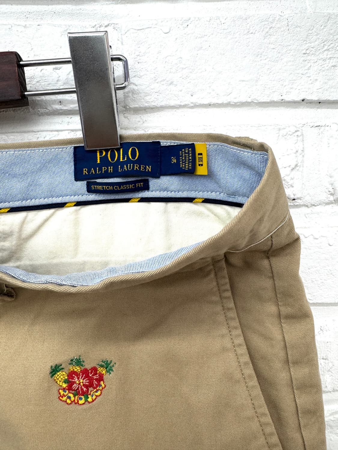 폴로 베이지 스트레치 클래식핏 자수 하프팬츠 상품이미지5