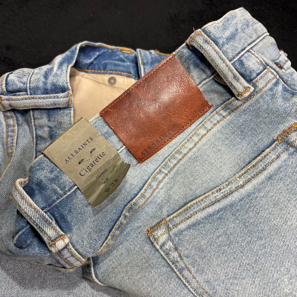 새상품 28 올세인츠 시가렛 연청 디스트로이드 데님팬츠 상품이미지4