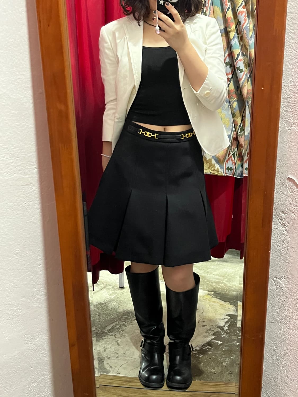 CELINE 셀린느 로고 울 혼방 미디 스커트 L (27.5inch) 상품이미지3