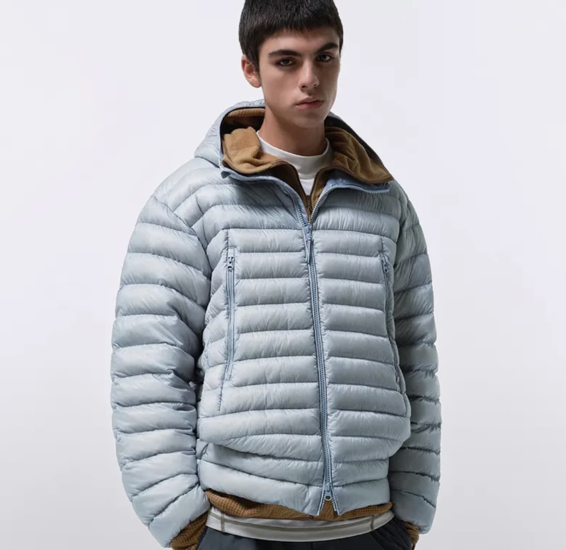 무탠다드 시티레저 시어립스탑 후디드 라이트 다운재킷 경량패딩 클라우디블루 상품이미지1