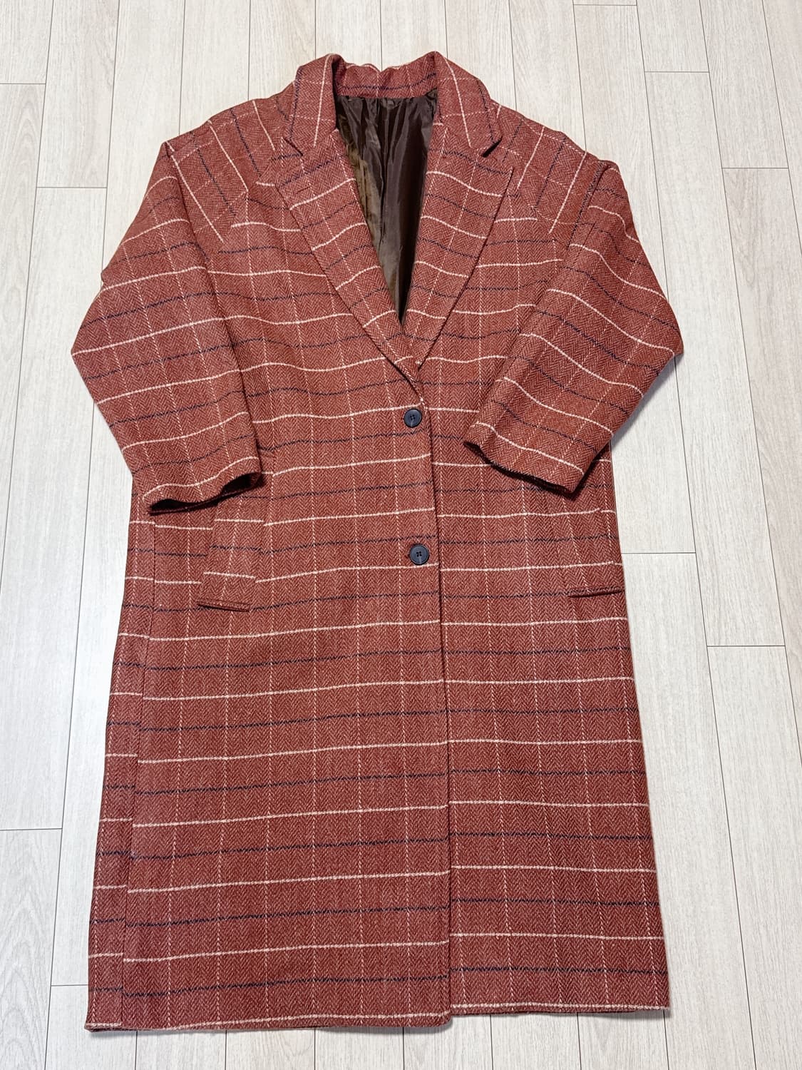 브라운헤링본 체크 롱코트(L) 상품이미지1