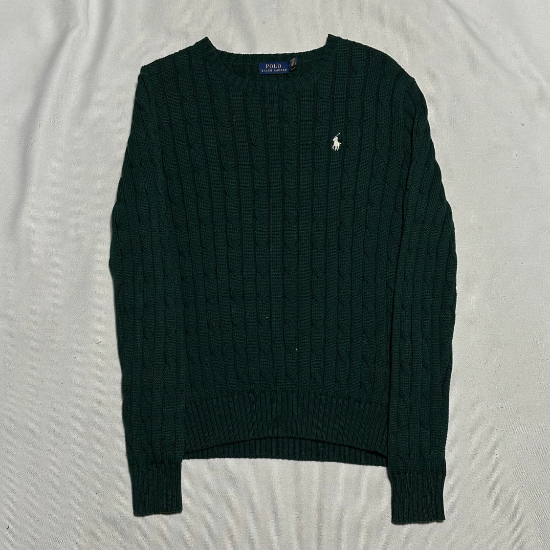 M 폴로랄프로렌 여성용 그린 코튼 케이블 니트 상품이미지2
