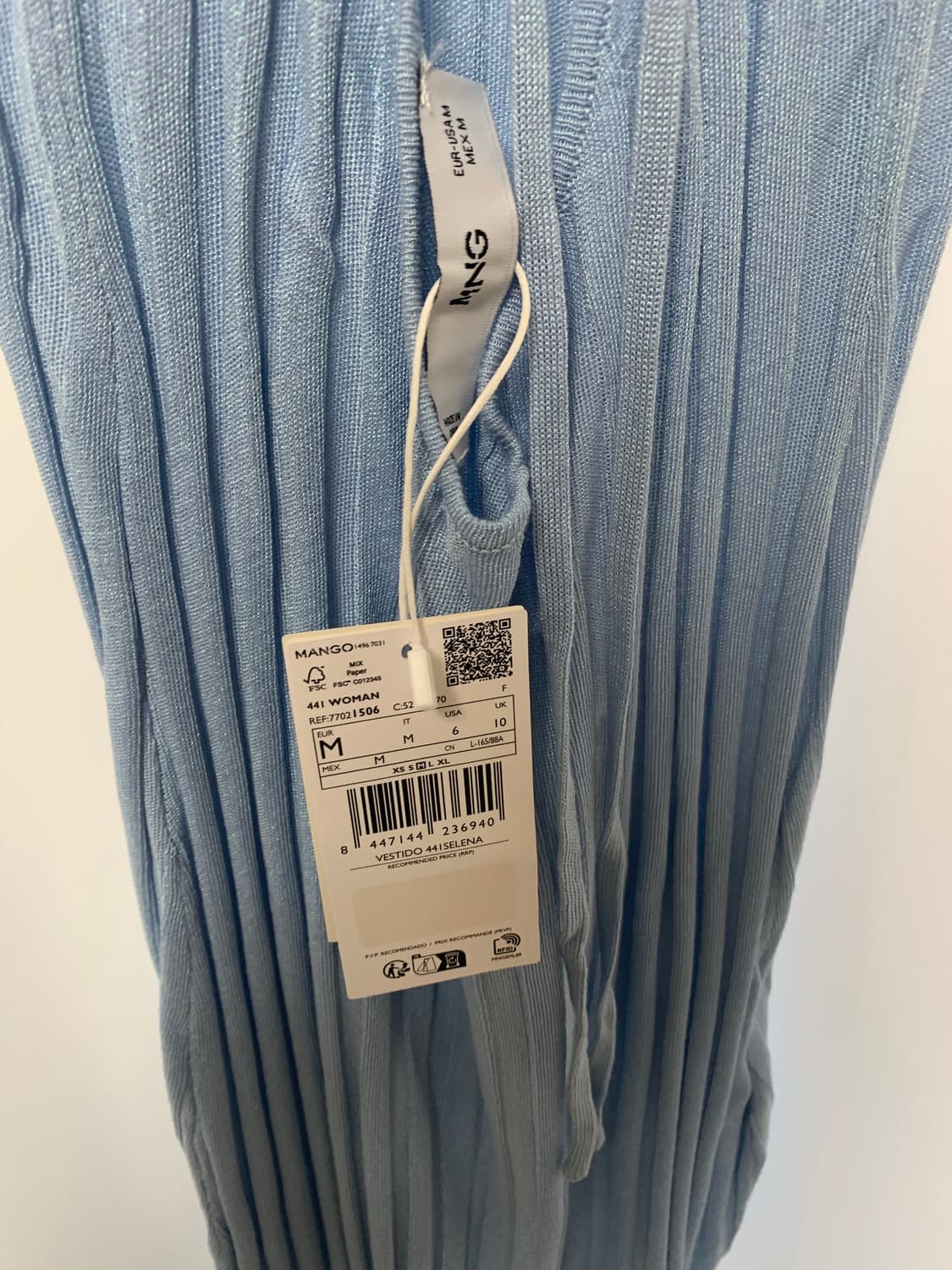 (새상품)망고 하늘색 원피스 M 상품이미지6