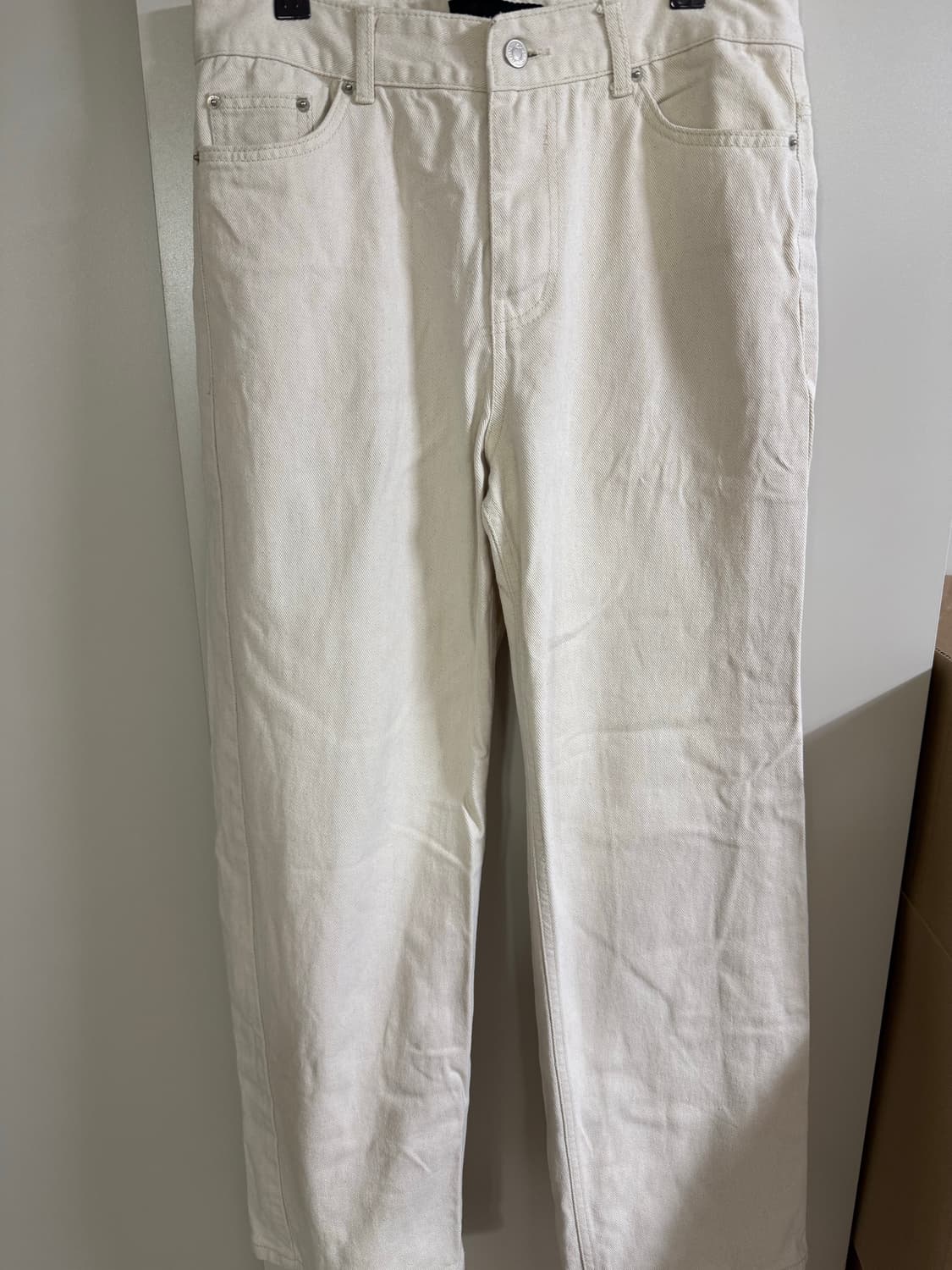 [정가 6.8만] 퍼블릭 아이콘 롱 와이드 데님 (크림/M사이즈) 상품이미지1