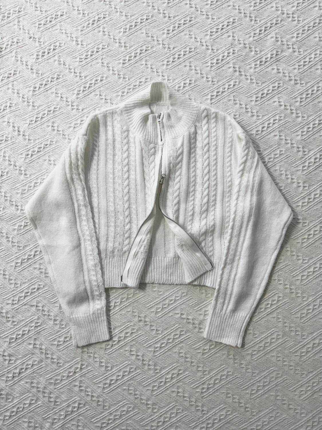 케이블 니트 하이넥 집업 상품이미지2