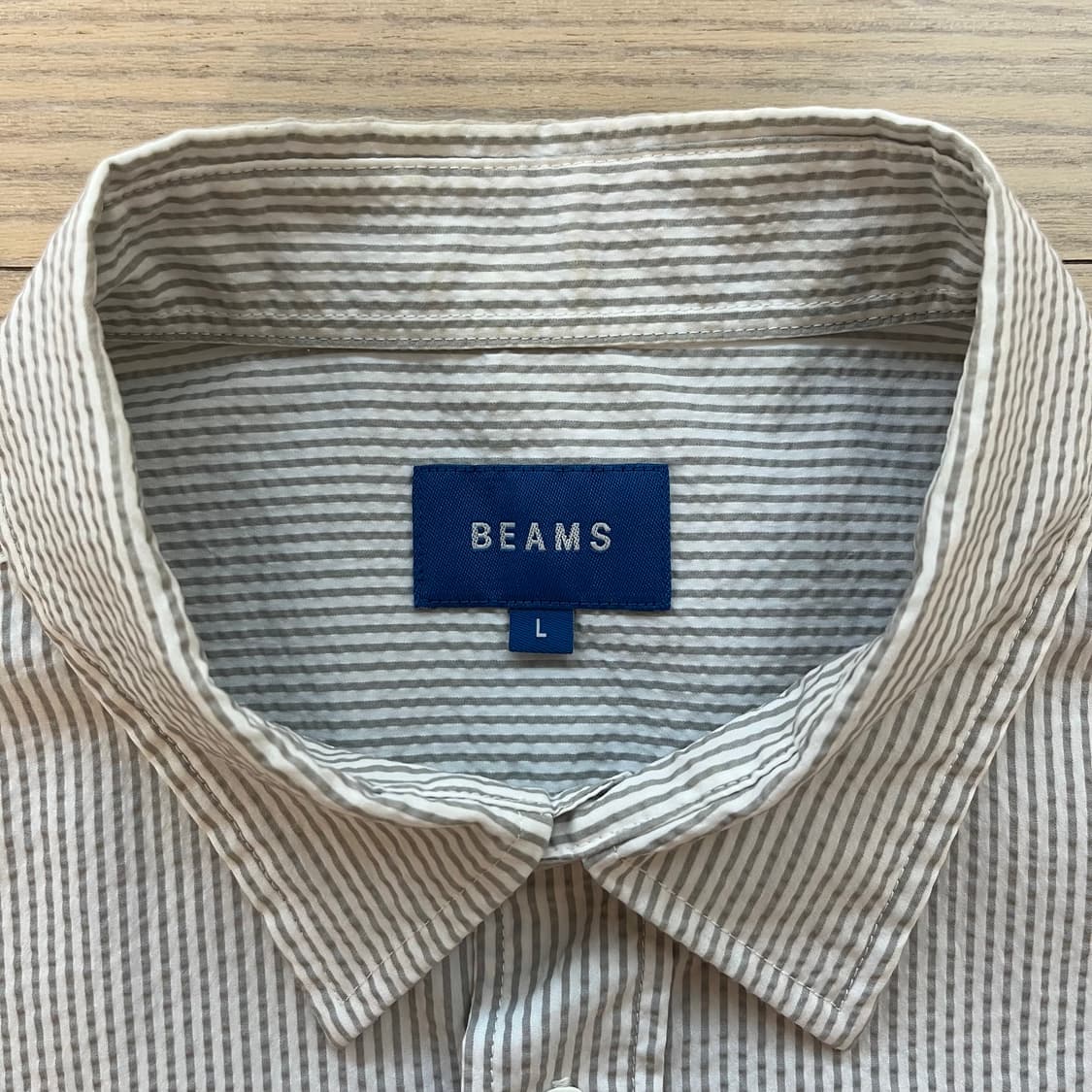 L)빔즈 스트라이프 시어서커 반팔셔츠 상품이미지2