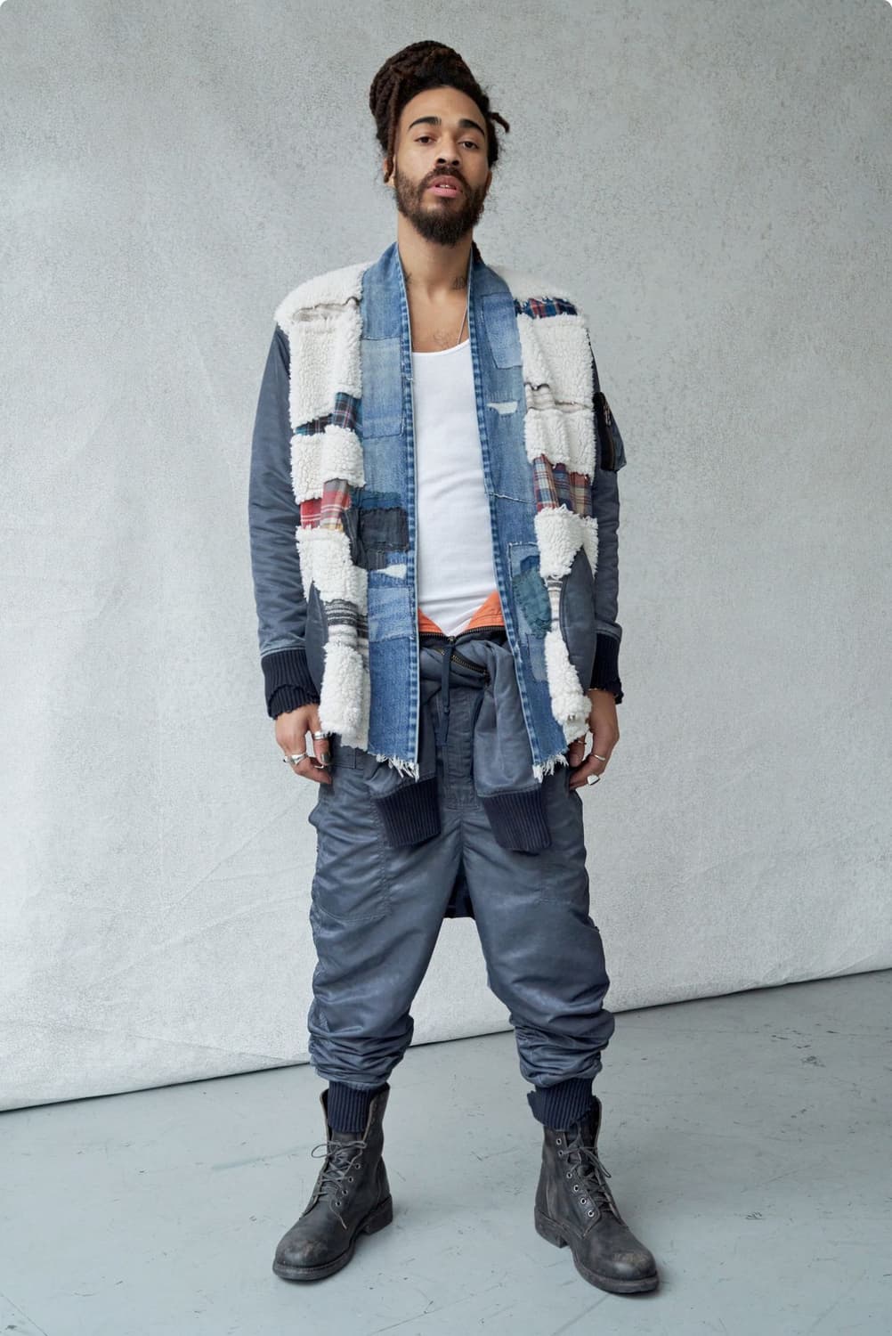 그렉 로렌(Greg Lauren)의 램 울 패치워크 로브 상품이미지1