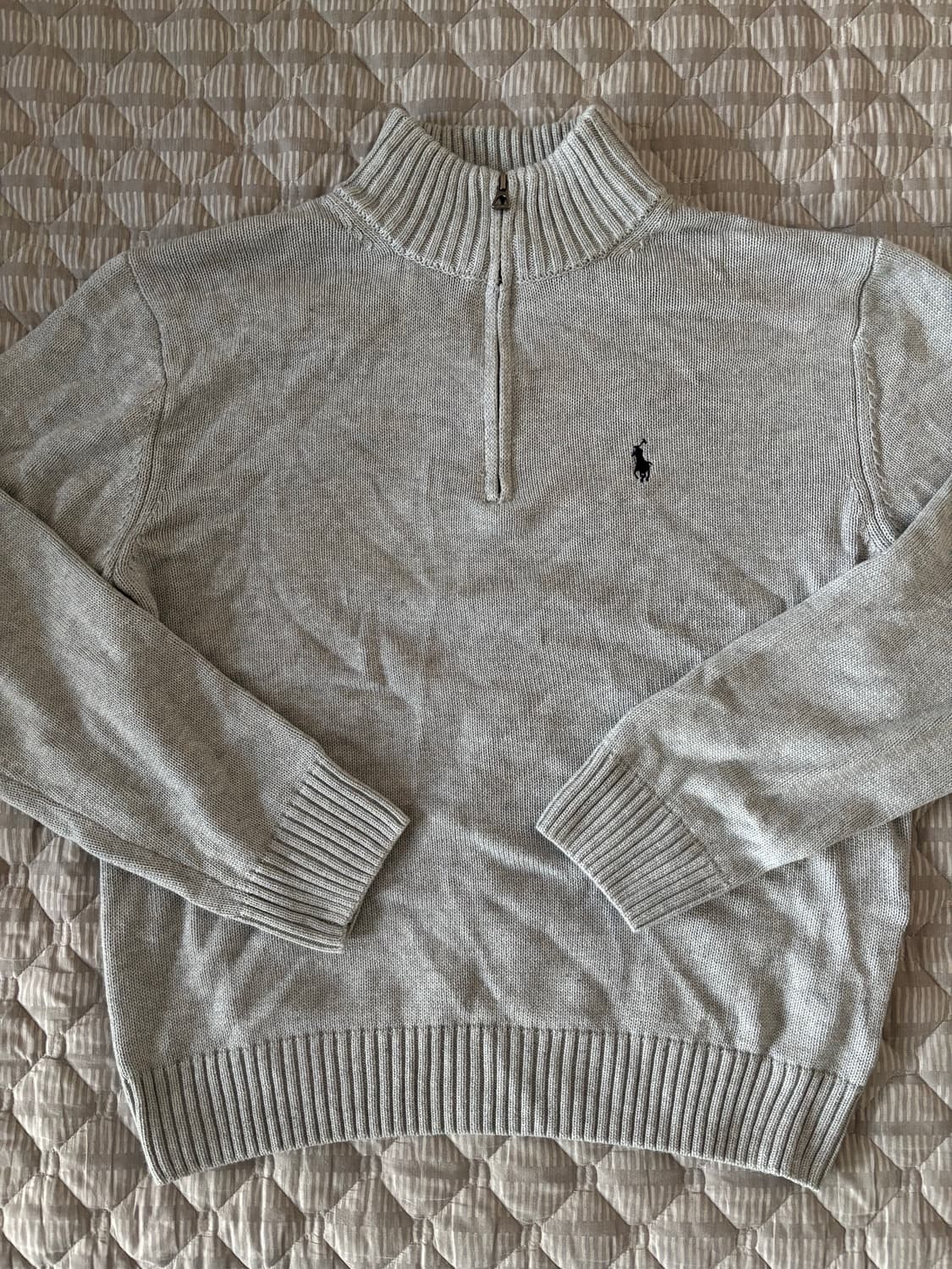 폴로 랄프 로렌 코튼 쿼터 지퍼 모크넥 스웨터 앤도버 헤더 L사이즈 상품이미지1