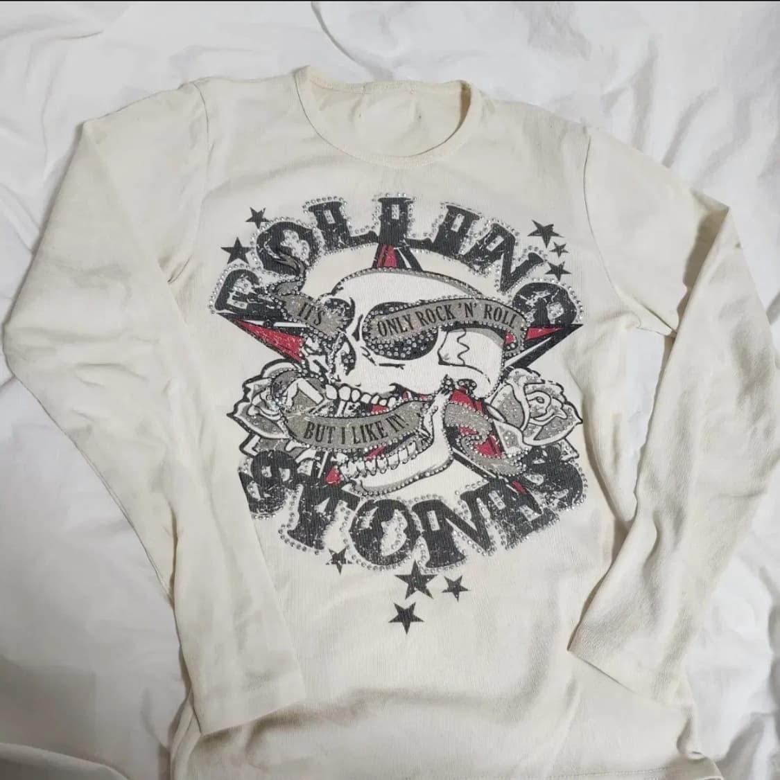 롤링스톤 펑크 y2k 펑투케 해골 스컬 레터링 큐빅 롱슬리브 상품이미지1