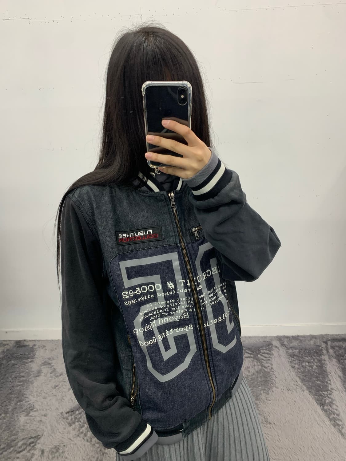 후부 데님 스타디움 집업 상품이미지1