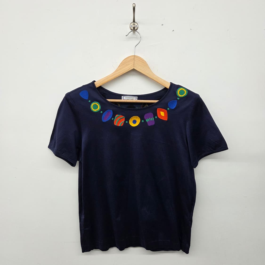 입생로랑 네이비 자수 반팔 티셔츠 여m 상품이미지1