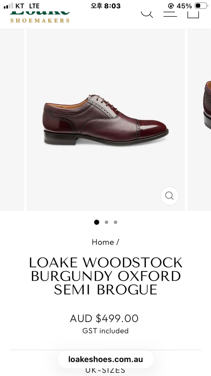 로크 옥스포드 캡토 브로그 버건디 구두  상품이미지10