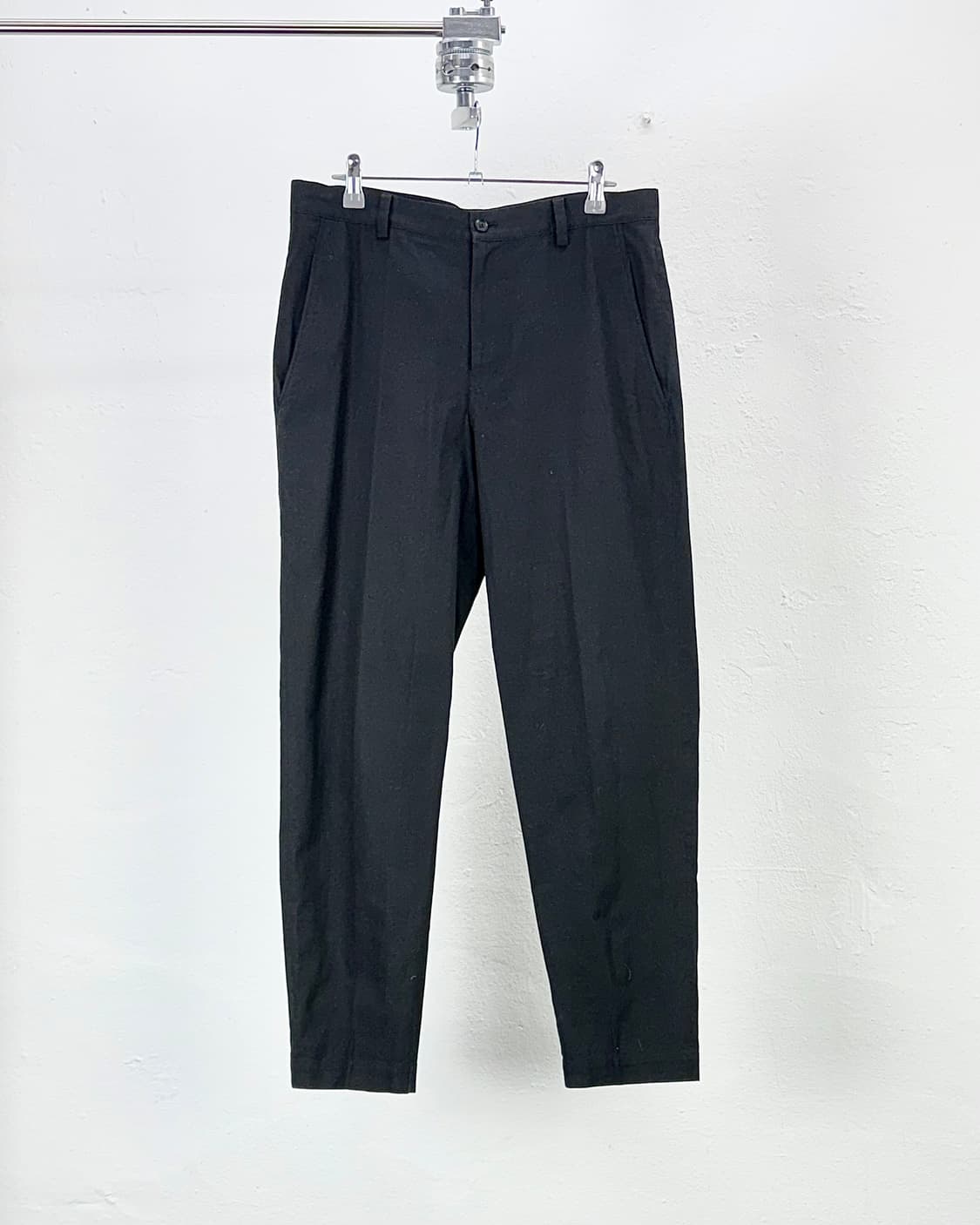 요지야마모토 블랙 하프 카치온 코튼 팬츠 상품이미지1