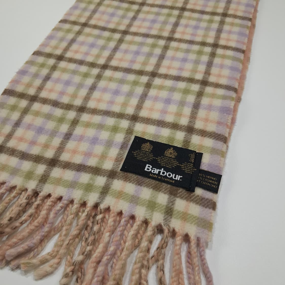 MX589 바버 90s 스코틀랜드판 울캐시미어 양면 타탄체크 목도리 머 상품이미지4