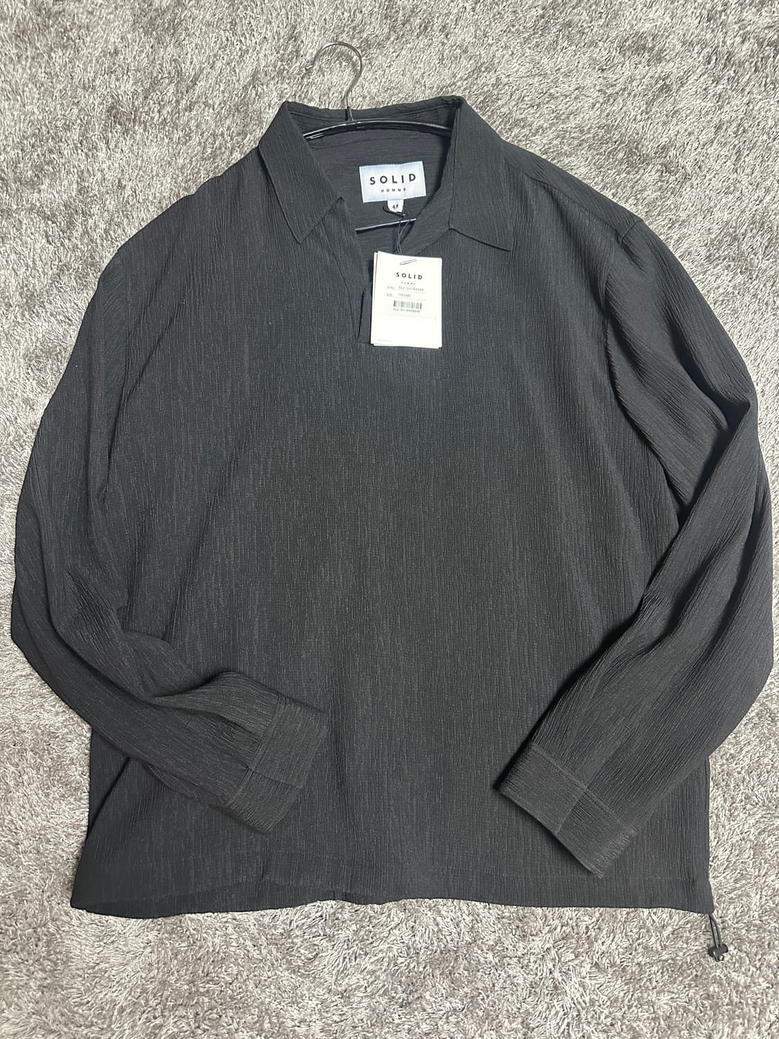 솔리드옴므 크리즈 원단 셔츠 티셔츠 블랙 48 사이즈 상품이미지6