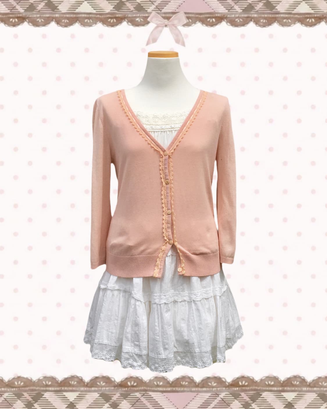 레이스 인디핑크 7부 가디건 상품이미지1