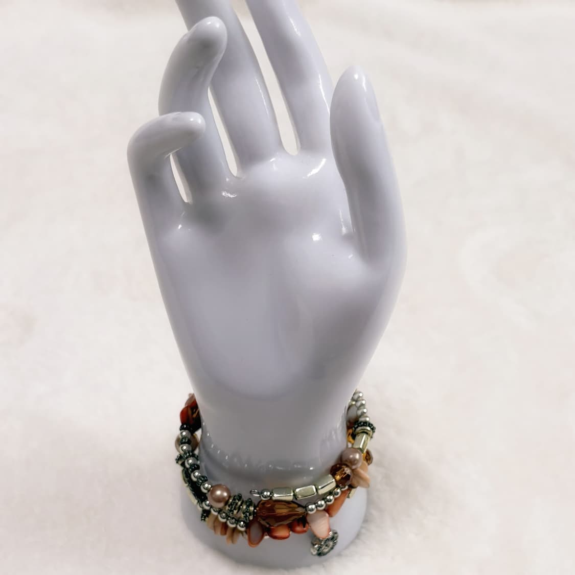 (이채시에눌) 일본 오리엔탈 페어리 진주 원석 3줄 레이어드 팔찌 상품이미지2