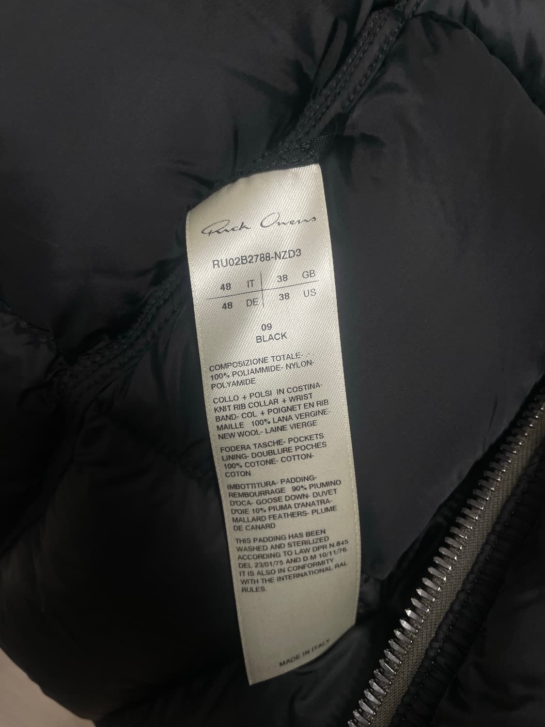 릭오웬스 플라이트 구스 다운 패딩 상품이미지3