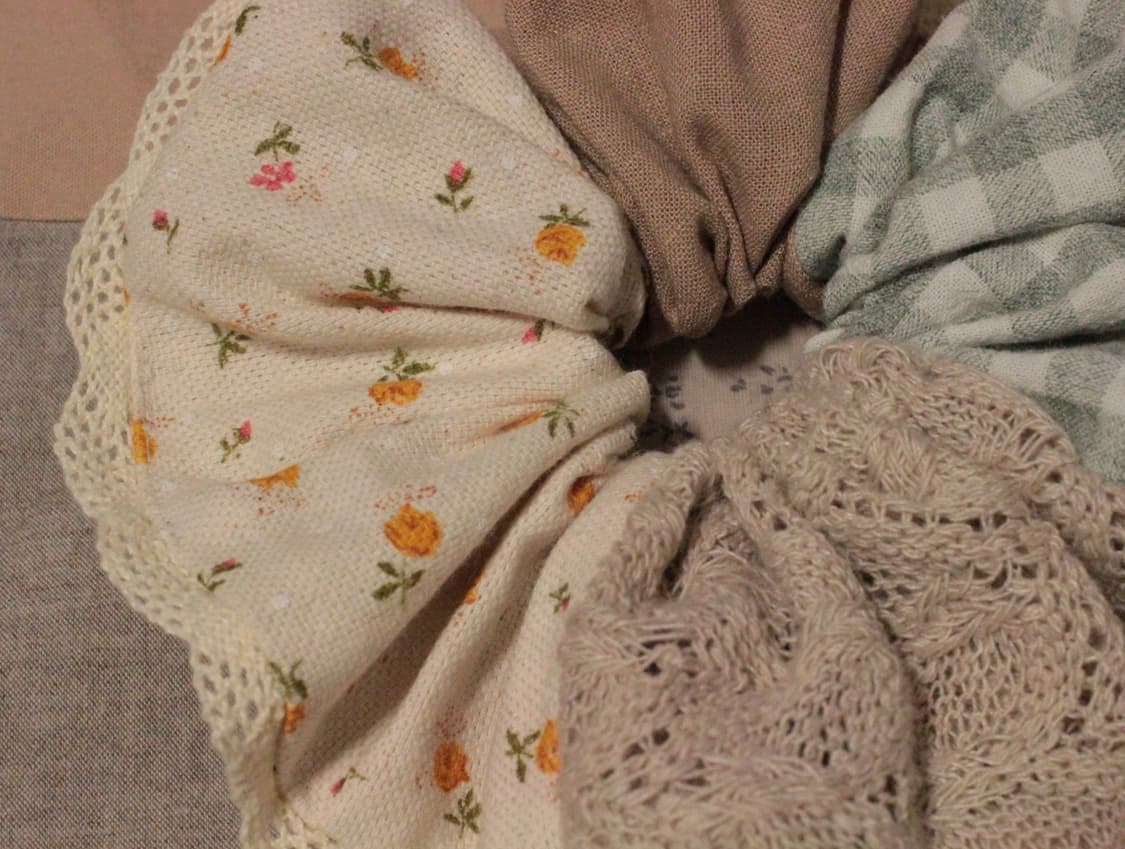 핸드메이드 패치워크 레이스 스크런치 상품이미지5