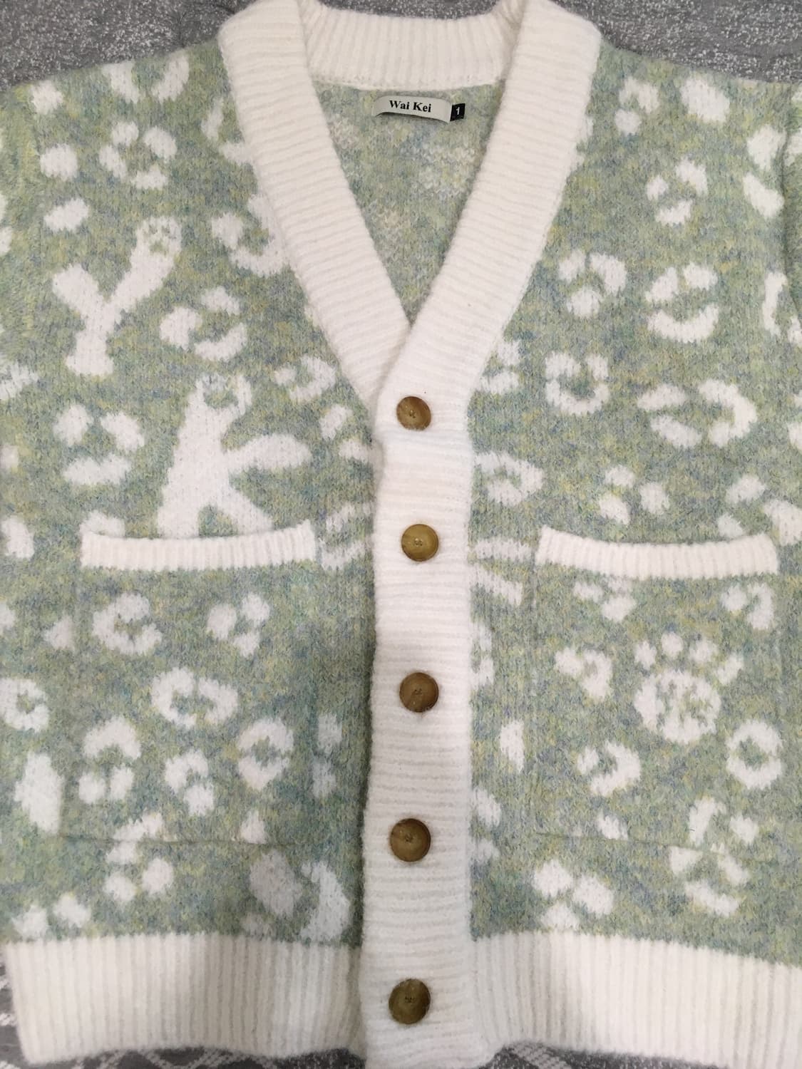 와이케이 YK 레오파드 니트 가디건 민트 상품이미지4