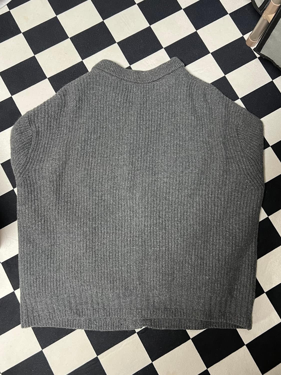 [L] 토니웩 니트 트러커 가디건 그레이 리브 울 코튼 메리노울 상품이미지3