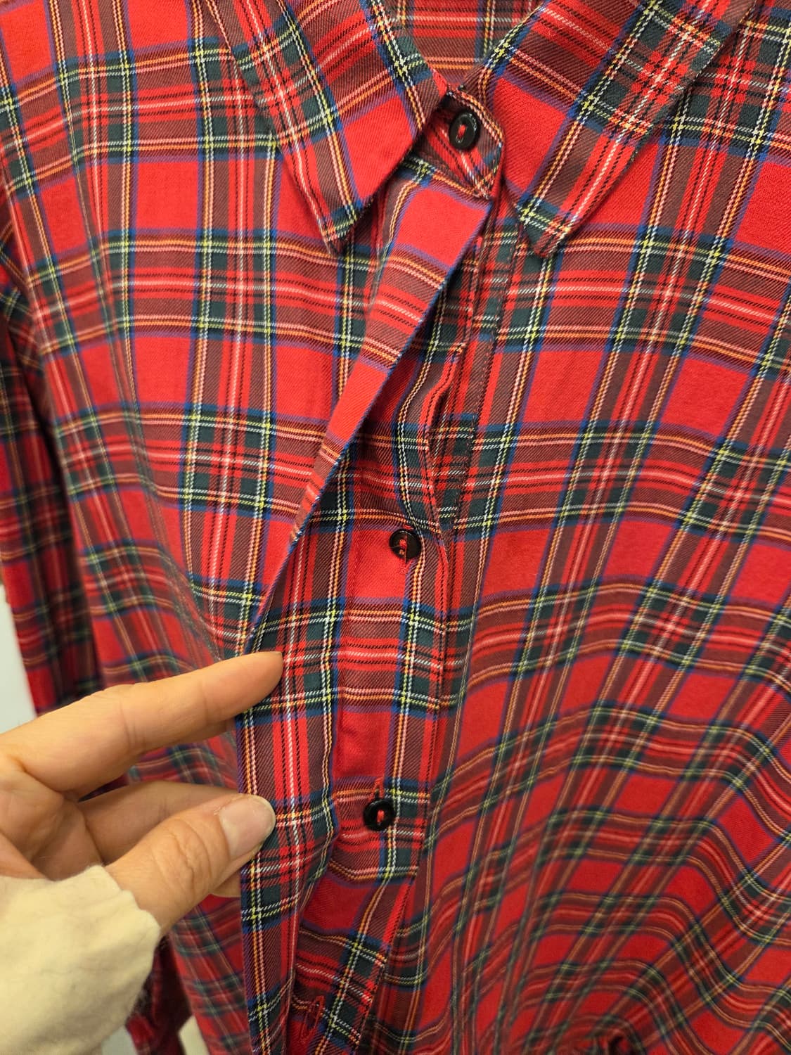 자라 체크 셔링 언발란스 셔츠겸 원피스 상품이미지5