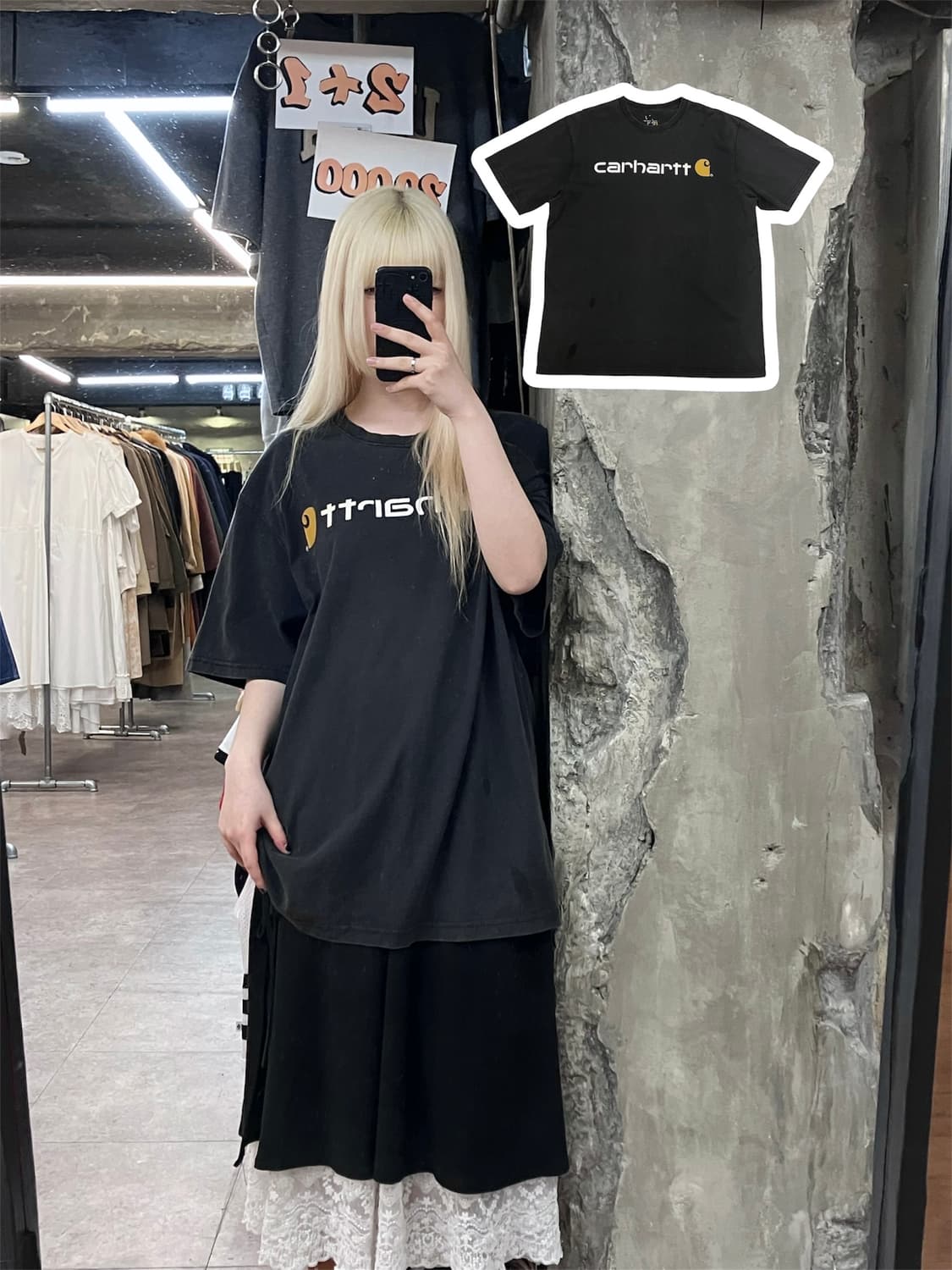 칼하트 로고 프린팅 반팔 티셔츠 블랙 L  #csz3984 상품이미지1