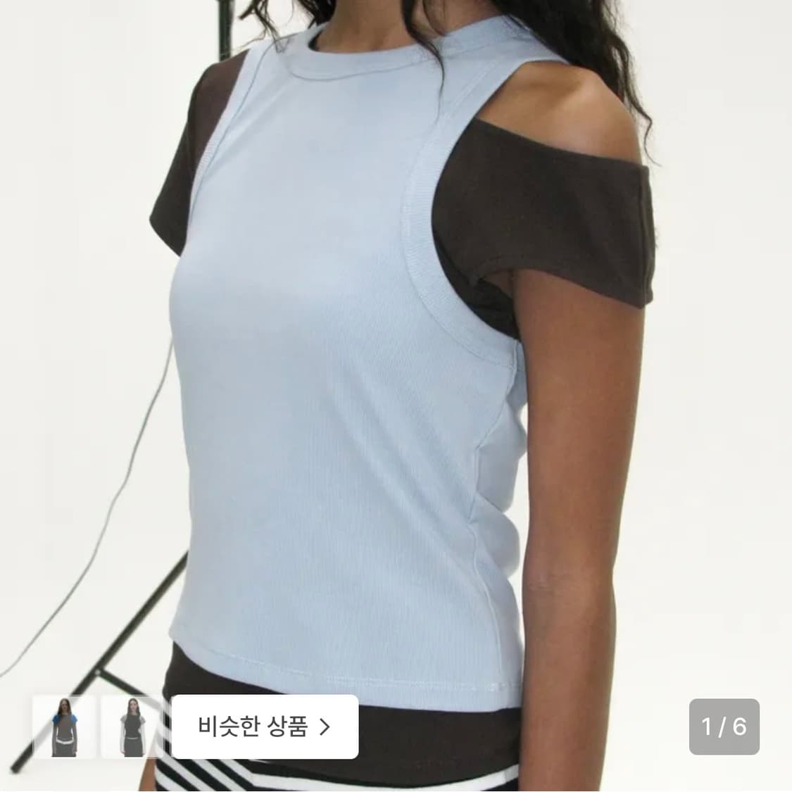 파르티멘토 우먼 언발란스 더블 레이어드 탑 브라운 상품이미지1