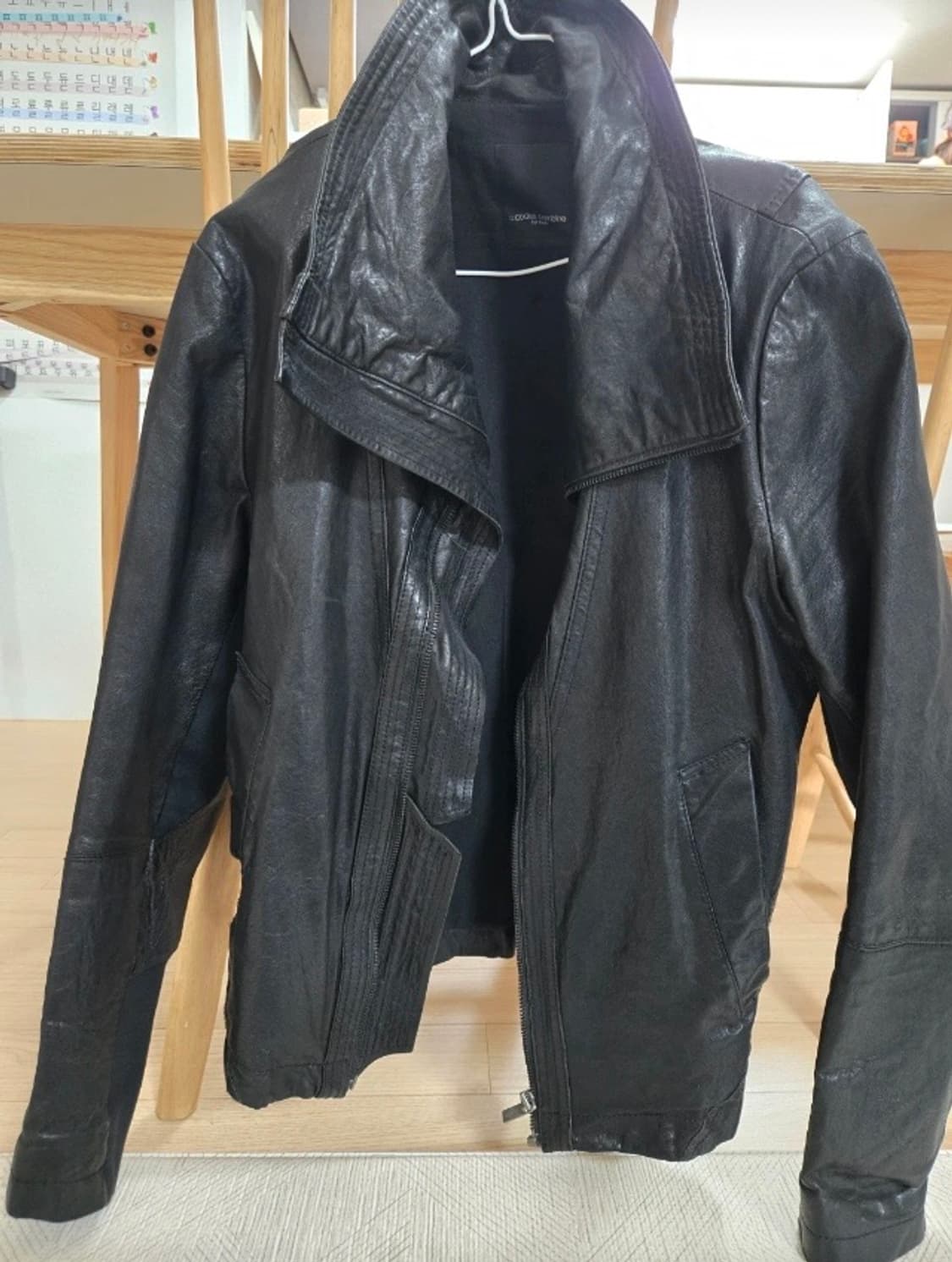 코데즈컴바인 릭오웬스st 사선 지퍼 하이넥 양가죽 자켓 상품이미지1