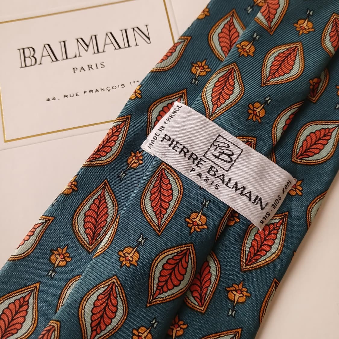 발망 실크 그린 패턴 넥타이 9.7cm B등급 A19502
 상품이미지6