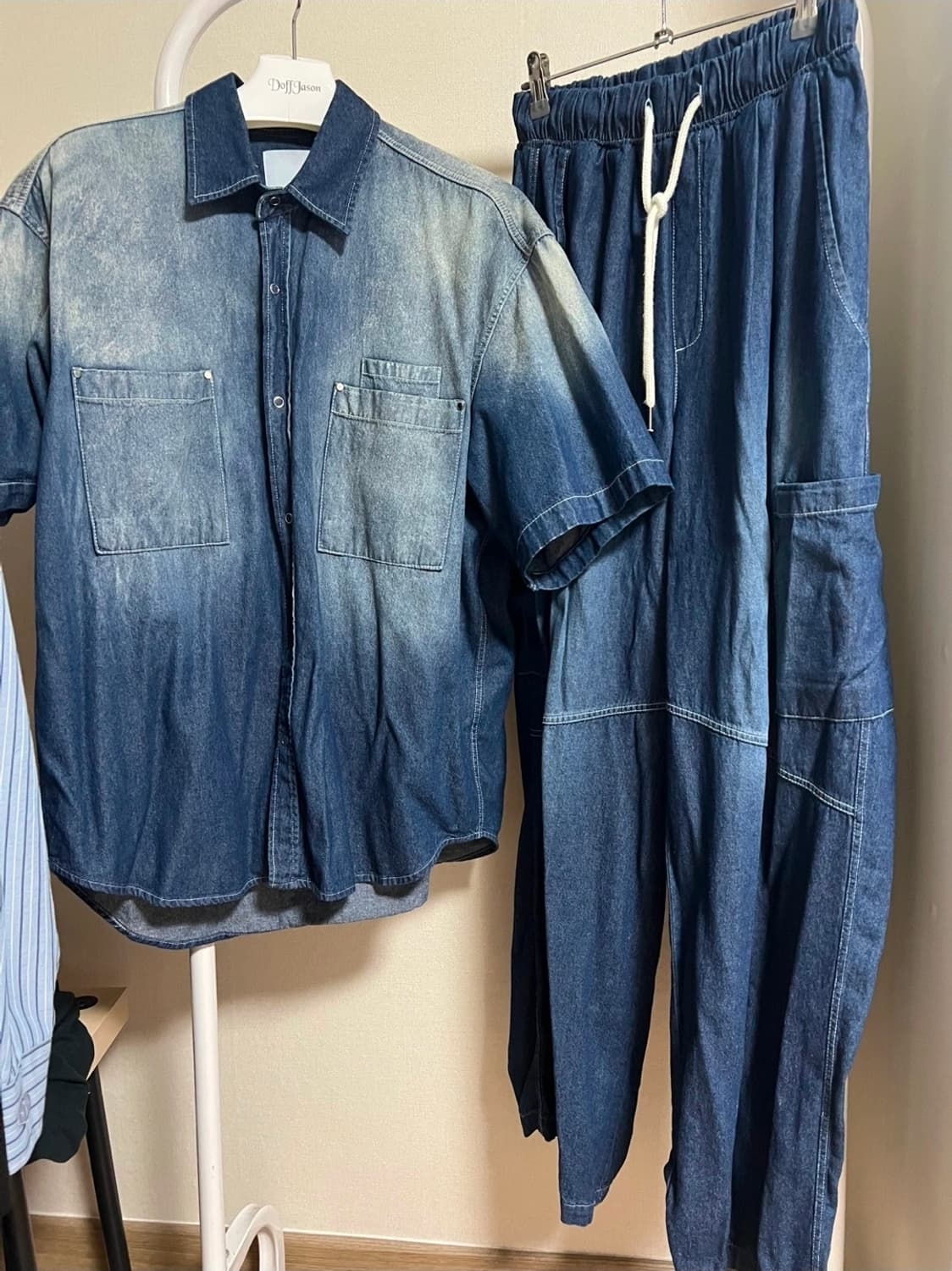 데님 셔츠 105 & 와이드 팬츠 셋업 32 세미오버핏 상품이미지4