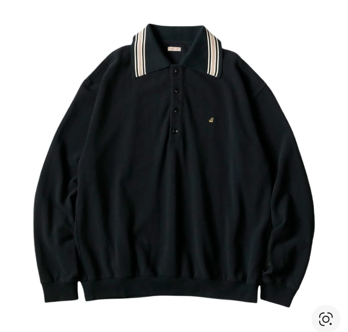 캐피탈 피케 랑글 컬러 레트로 폴로 블랙 상품이미지1