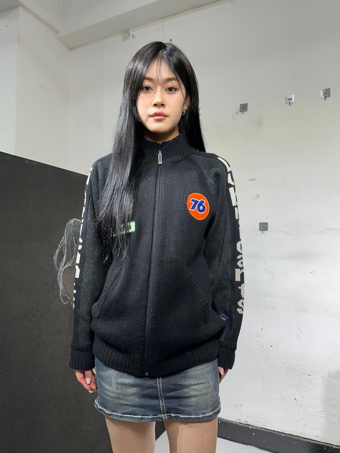 Jpn 일본 빈티지 니트 자켓 자수 집업 져지 상품이미지5