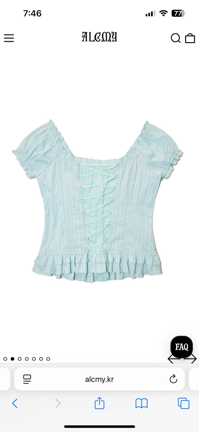 알크미Alcmy BABY DOLL CORSET BLOUSE_MINT ct 상품이미지1