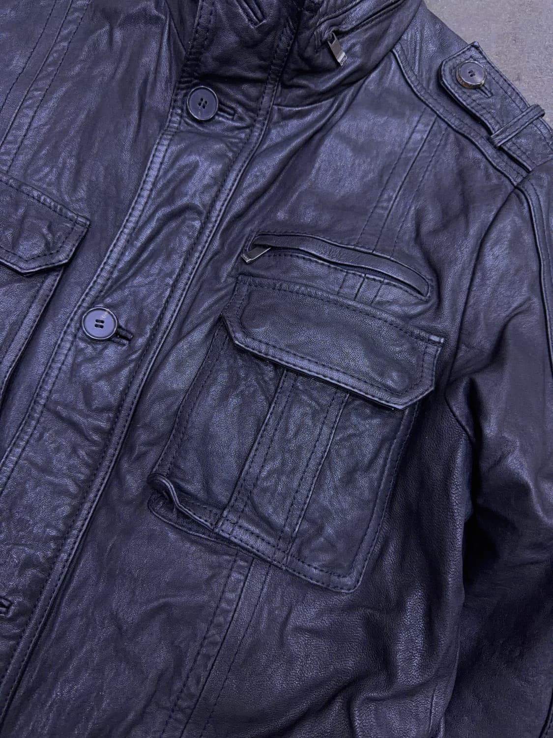 올젠 양가죽 4포켓 야상 디자인 사파리 견장 가죽자켓 100 상품이미지4