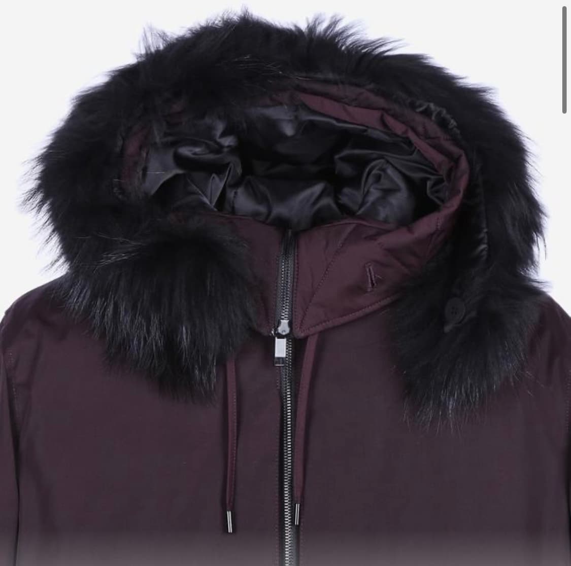 티엔지티 TNGT 라쿤퍼 덕다운 숏패딩 버건디 95사이즈 상품이미지3