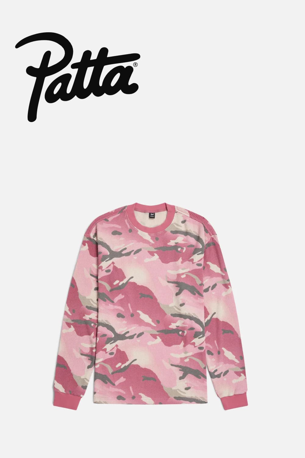 PATTA Pink Camo Waffle 파타 긴팔 와플티 상품이미지1