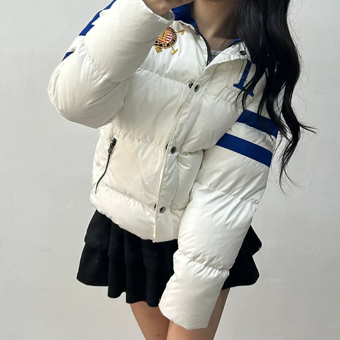 폴로 랄프로렌 USA 국대 스노우 챌린지컵 화이트 핀터깔 덕다운 푸퍼 패 상품이미지1