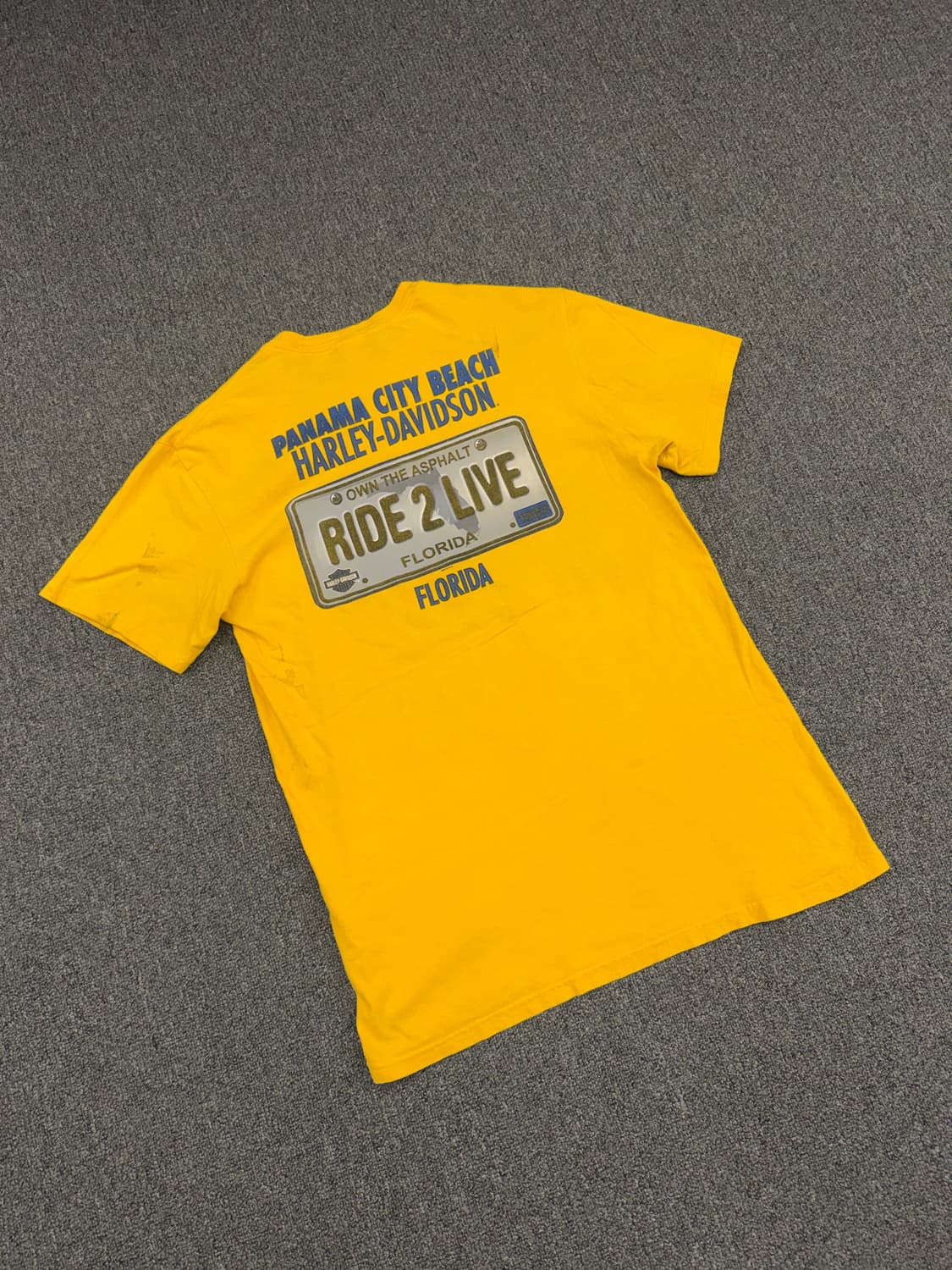 L) 할리데이비슨 빈티지 번호판 프린팅 옐로우 반팔 티셔츠 상품이미지6