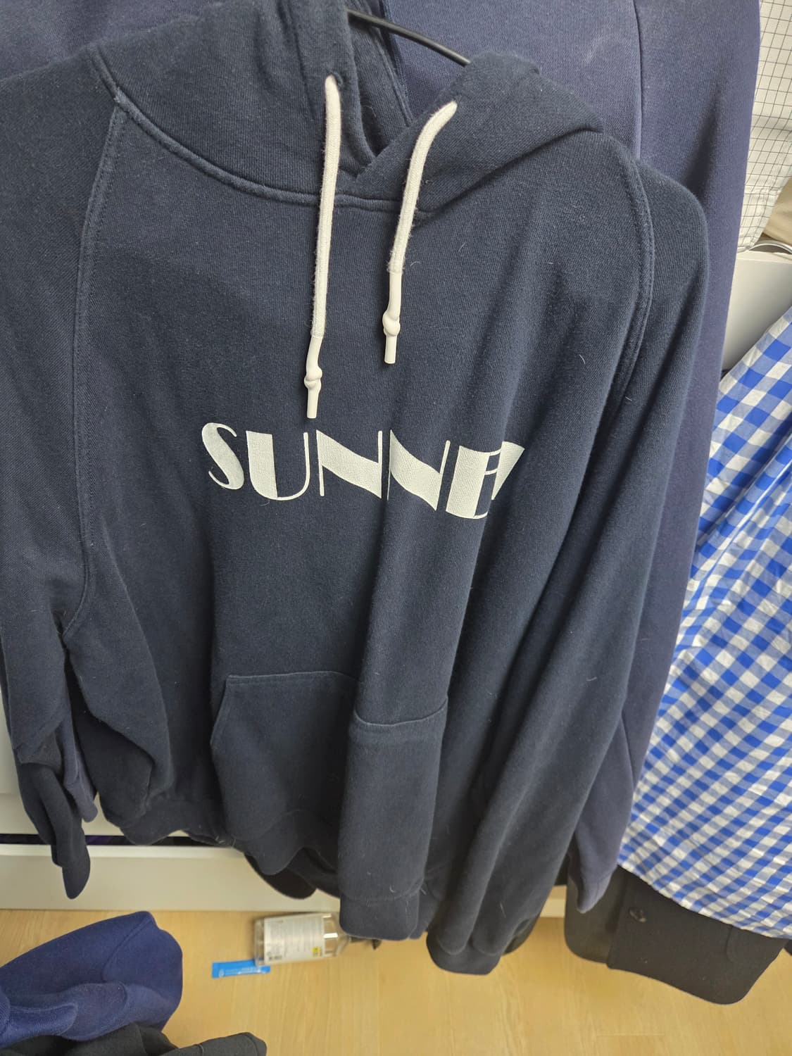 써네이 네이비 로고 후드 L 상품이미지1